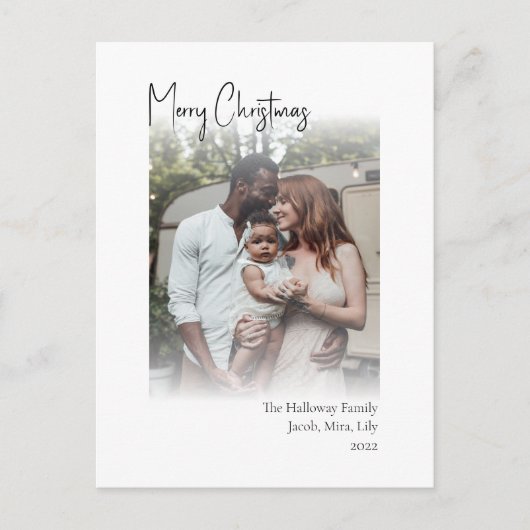 Modern kerstscript - Verticaal Faded foto-gehoorap Feestdagenkaart (Voorkant)