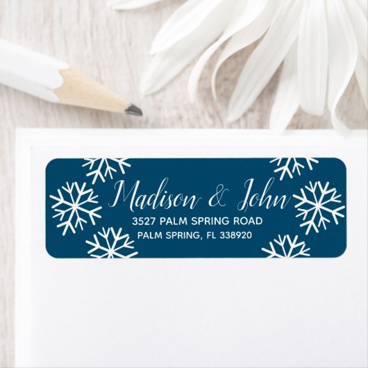 Modern kerstsnowflake Scatter-adres Etiket (Insitu)