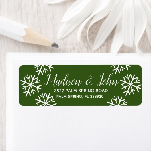 Modern kerstsnowflake Scatter-adres Etiket (Insitu)