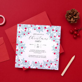 Modern Kersttak en Rode Bes Kerstpatroon Kaart