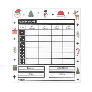 Modern Kerstthema Bunco Score Pad Notitieblok