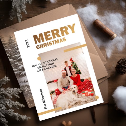 Modern kerstvakantie fototijdschrift feestdagenkaart