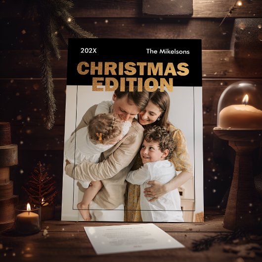 Modern kerstvakantie fototijdschrift feestdagenkaart