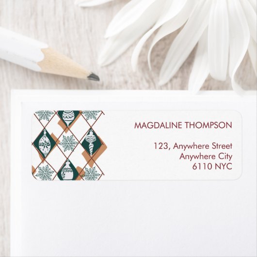 Modern kerstvakantie groen retouradres etiket (Insitu)