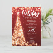 MODERN KERSTVAKANTIE OPEN HUIS FEEST ROOD GOUD KAART (Staand voorkant)