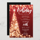 MODERN KERSTVAKANTIE OPEN HUIS FEEST ROOD GOUD KAART (Voorkant / Achterkant)