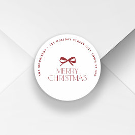 Modern kerstvakantie ronde retouradres sticker