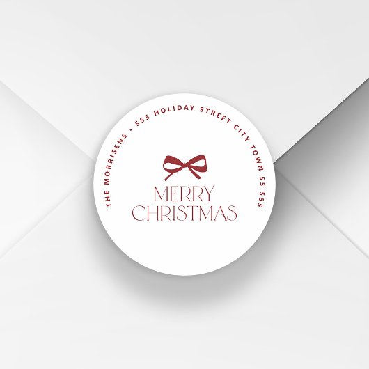 Modern kerstvakantie ronde retouradres sticker