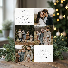 Modern Kerstvreugde voor de Wereld 5 Foto Feestdagenkaart