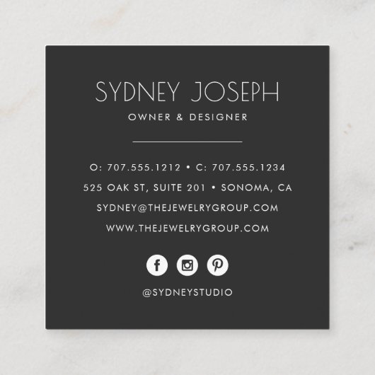 Modern Ketting Logo | Ontwerp van juwelen Vierkante Visitekaartje (Achterkant)