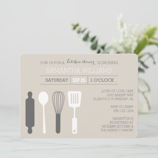 Modern Keuken Vrijgezellenfeest Grijs en Wit Kaart (Staand voorkant)