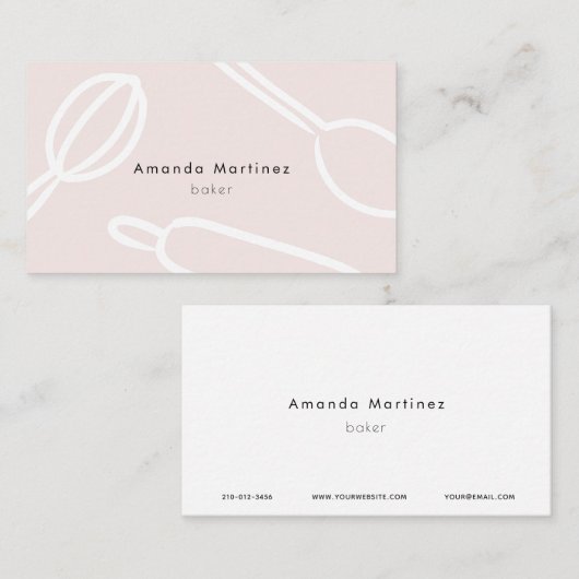 Modern keukengerei Blush Pink Baker Visitekaartje (Voorkant / Achterkant)