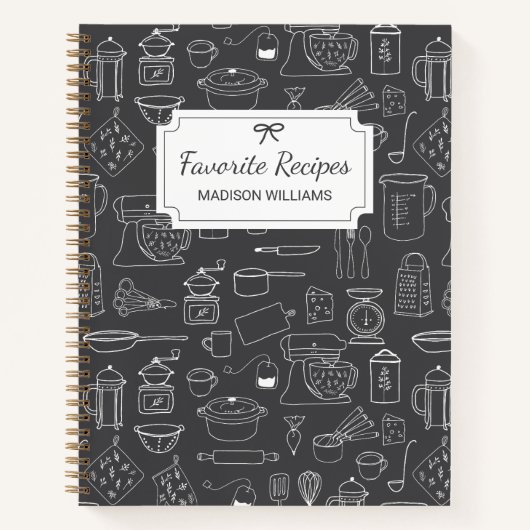 Modern  keukengerei Schattige Doodle Recept Notitieboek (Voorkant)