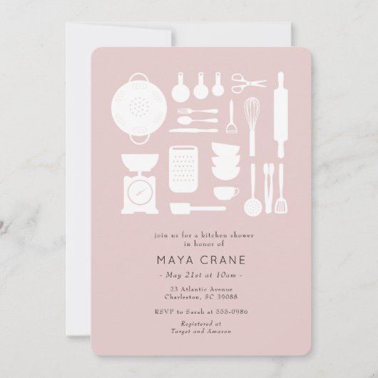 Modern Keukenroze Vrijgezellenfeest Kaart (Voorkant)