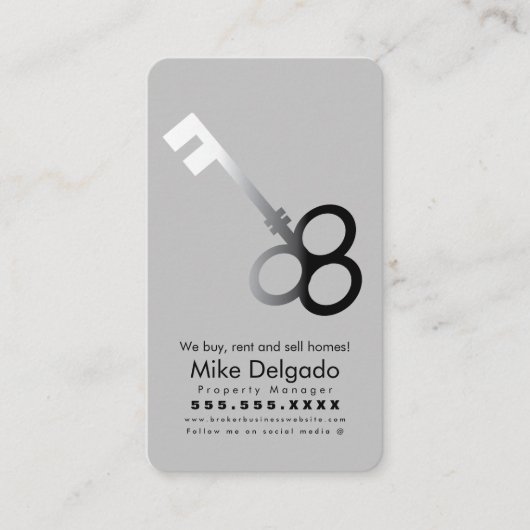 Modern Key Home Sales Broker Beige Visitekaartje (Voorkant)