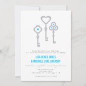 Modern Key met Hearts Wedding Invitation Kaart (Voorkant)