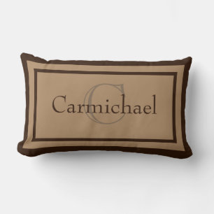 Modern Khaki/Bruin Monogram Naam Accent Pillow Kussen