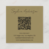 Modern Khaki Business Card - Elegant Handwritten Contactkaartje (Achterkant)