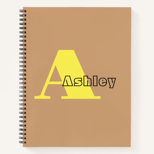 Modern Khaki gepersonaliseerd monogram Notitieboek (Voorkant)