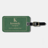  Modern Khaki Lettering on Green Denim Print Bagagelabel (Voorkant horizontaal)