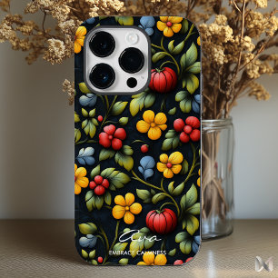 Modern Khokhloma bloemmotief in felle kleuren iPhone 14 Plus Hoesje
