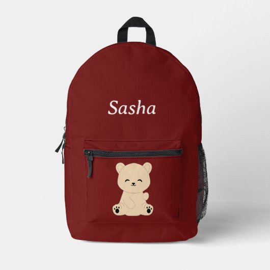 Modern Kids' Backpack with Bear - Personalized Bedrukte Rugzak (Voorkant)