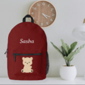 Modern Kids' Backpack with Bear - Personalized  Bedrukte Rugzak
