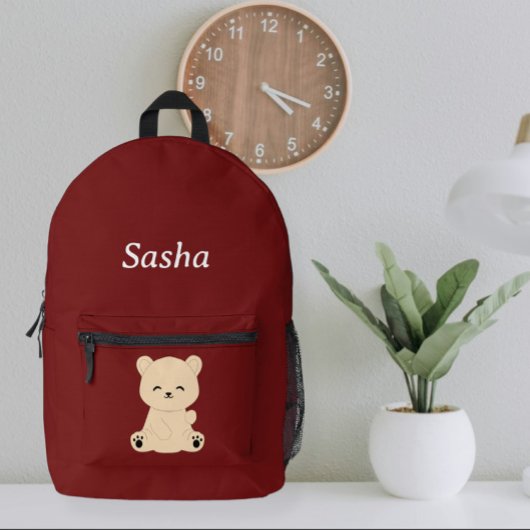 Modern Kids' Backpack with Bear - Personalized Bedrukte Rugzak