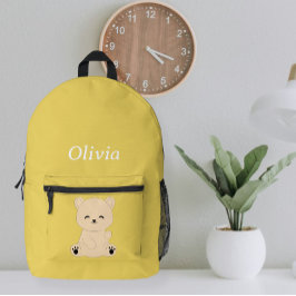 Modern Kids' Backpack with Bear - Personalized  Bedrukte Rugzak