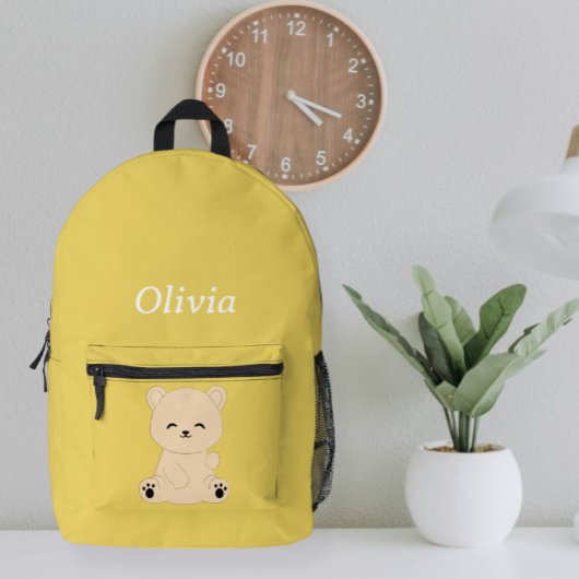 Modern Kids' Backpack with Bear - Personalized  Bedrukte Rugzak