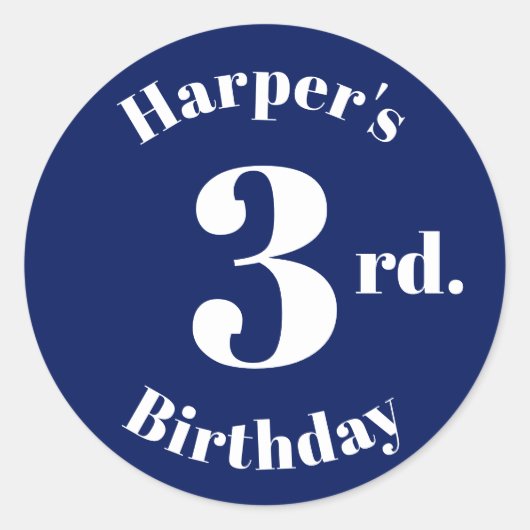 Modern Kids Birthday marvy blue Ronde Sticker (Voorkant)
