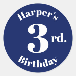 Modern Kids Birthday marvy blue Ronde Sticker