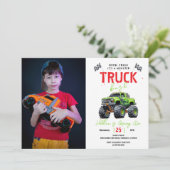 Modern Kids Monster Truck Birthday Party Kaart (Staand voorkant)