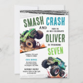 Modern Kids Monster Trucks Birthday Party Kaart (Voorkant)