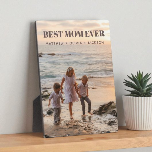 Modern Kids Names Personalized Best Mom Ever Photo Fotoplaat