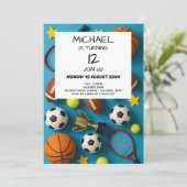 Modern Kids Sports Birthday Invitation Kaart (Staand voorkant)