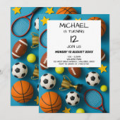 Modern Kids Sports Birthday Invitation Kaart (Voorkant / Achterkant)