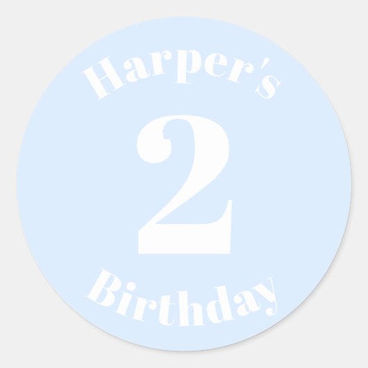 Modern Kids Verjaardag Custom naam nummer licht bl Ronde Sticker (Voorkant)