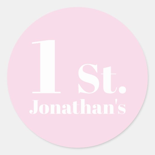 Modern Kids Verjaardag Custom naam nummer licht ro Ronde Sticker (Voorkant)