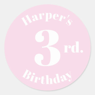 Modern Kids Verjaardag Custom naam nummer licht ro Ronde Sticker