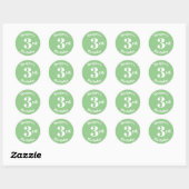 Modern Kids Verjaardag Custom naam nummer salie gr Ronde Sticker (Vel)
