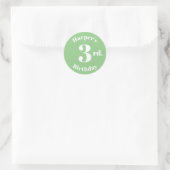 Modern Kids Verjaardag Custom naam nummer salie gr Ronde Sticker (Tas)