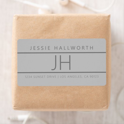 Modern kijkend grijs terugkeeradres etiket (Insitu)