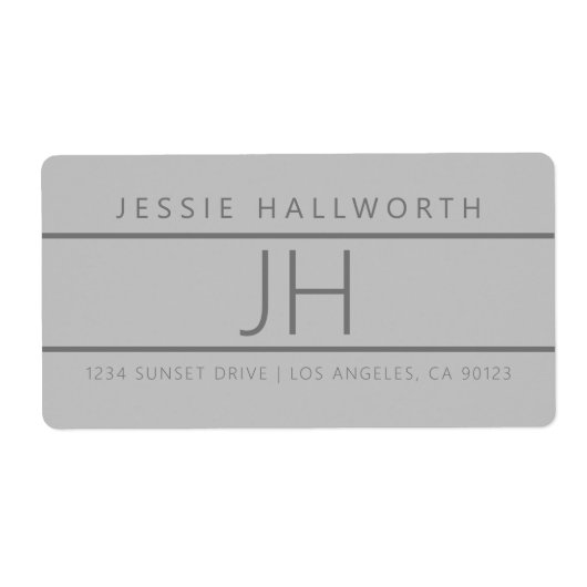 Modern kijkend grijs terugkeeradres etiket (Voorkant)