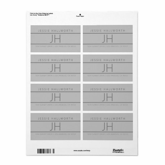 Modern kijkend grijs terugkeeradres etiket (Full Sheet)