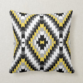 Modern Kilim Pattern Yellow Grey Kussen