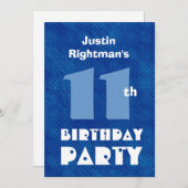 Modern Kind 11e Verjaardag Custom Name Blue W701 Kaart (Voorkant / Achterkant)