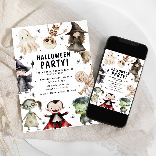 Modern Kinder Halloween Feest Kaart