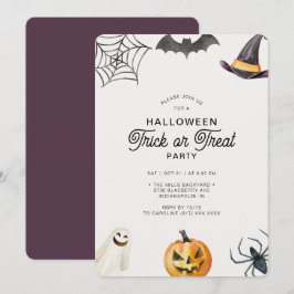 Modern Kinder Halloween Trick or treat Party Invit Kaart