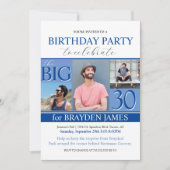 Modern Kinder kleur Blue Any Age Verjaardagsuitnod Kaart (Voorkant)